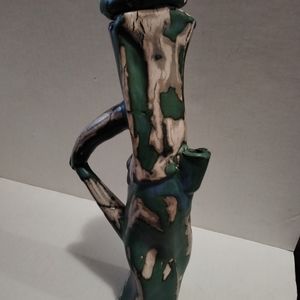 Studio Art tall tea pot colorful and beautiful details signed bottom